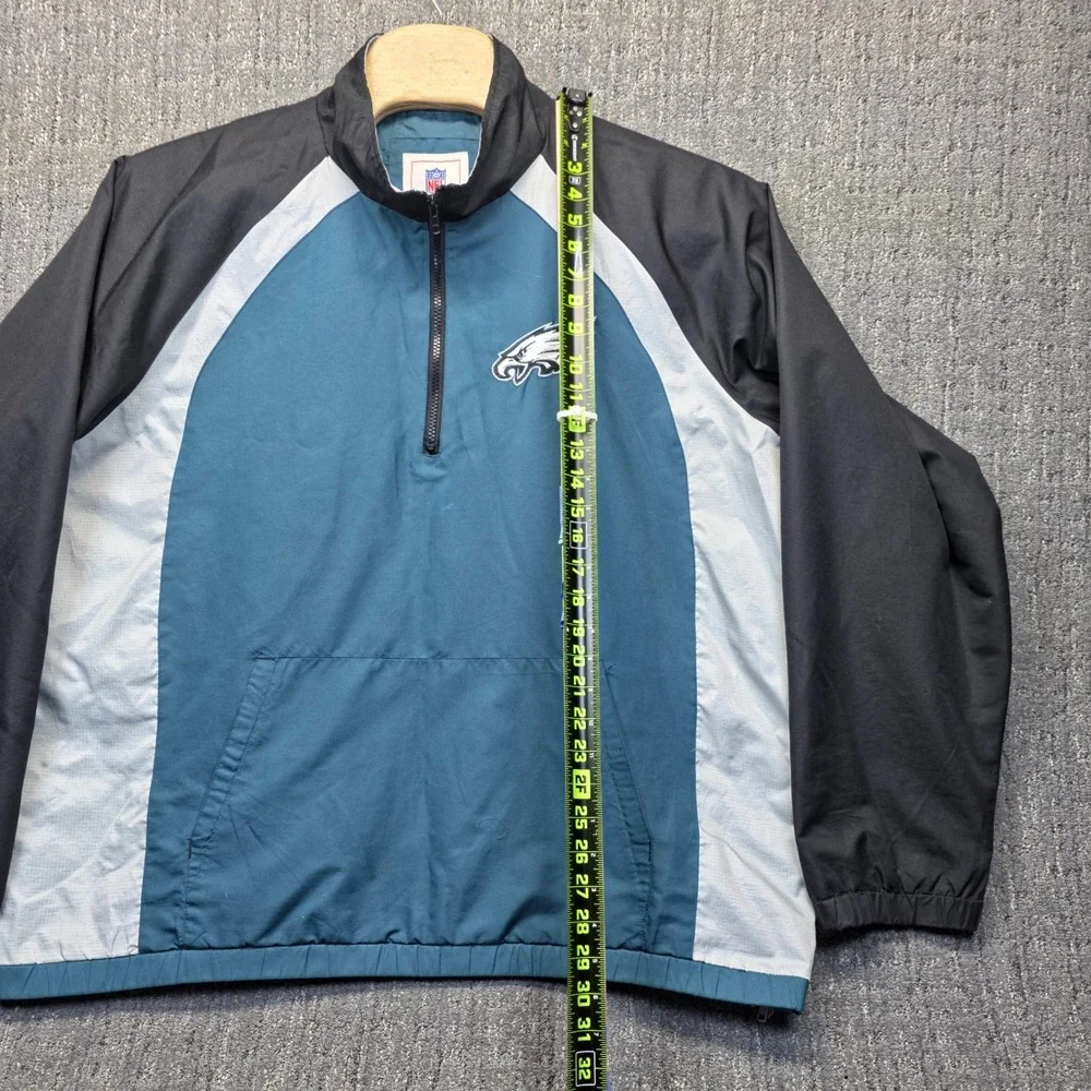 Philadelphia Eagles Windbreaker Jacket Mens 2XL 1/4 Zip Pullover Embroidered NFL